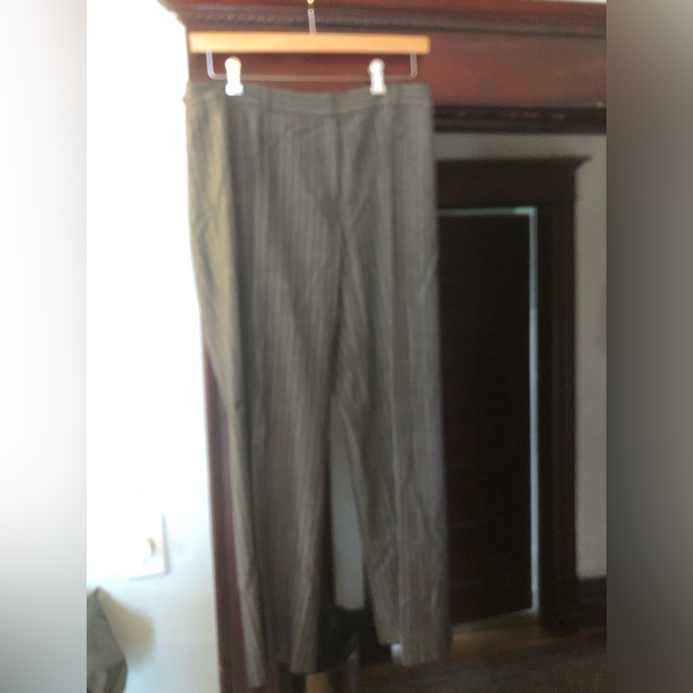 Jones New York thin weight brown Striped High-Waist Trousers in Brown and Cream